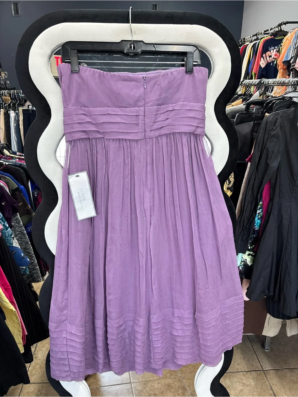 J. Crew Strapless Lavender Purple Midi Dress